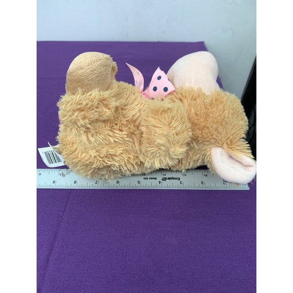 8 Inch Cream Sheep Tom’s Toys International Pink Bow with Blue Dots - Picture 8 of 9